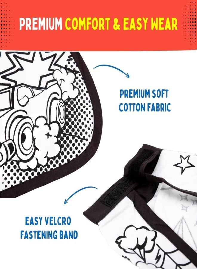 PepPlay My Superhero Cape Coloring Kit, 6 Smudge-Free Washable Markers & Eye Mask, Reusable, Mess Free DIY Activity, for Boys 4+, Birthday Gift for Boys and Girls Ages 4 5 6 7 8, Pretend Play, Cotton - Image 5